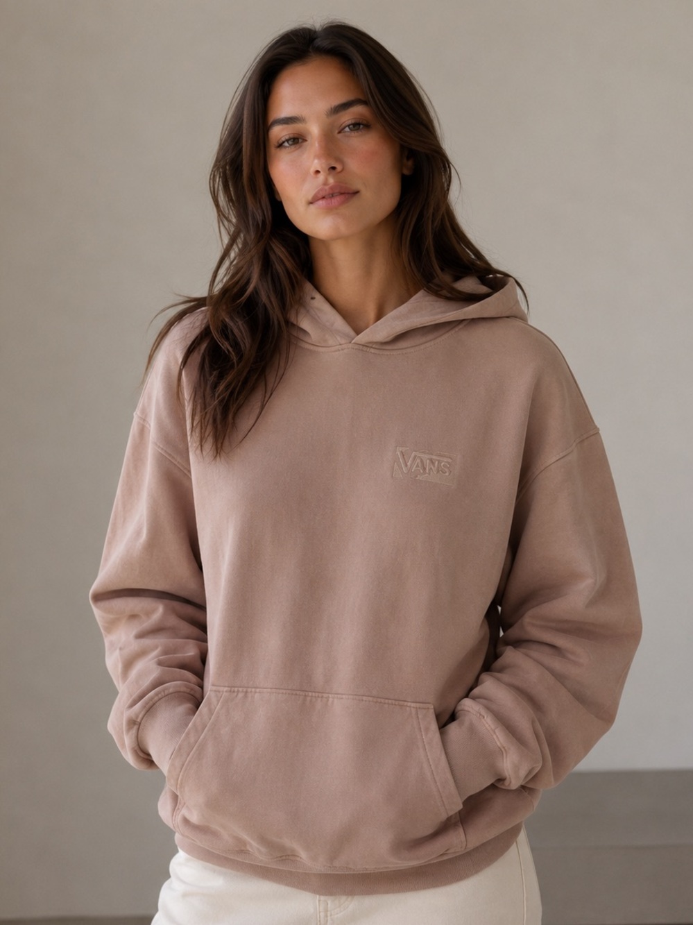 Vans oversized Embroidered Box Logo Hoodie - warm rose/ beige size M